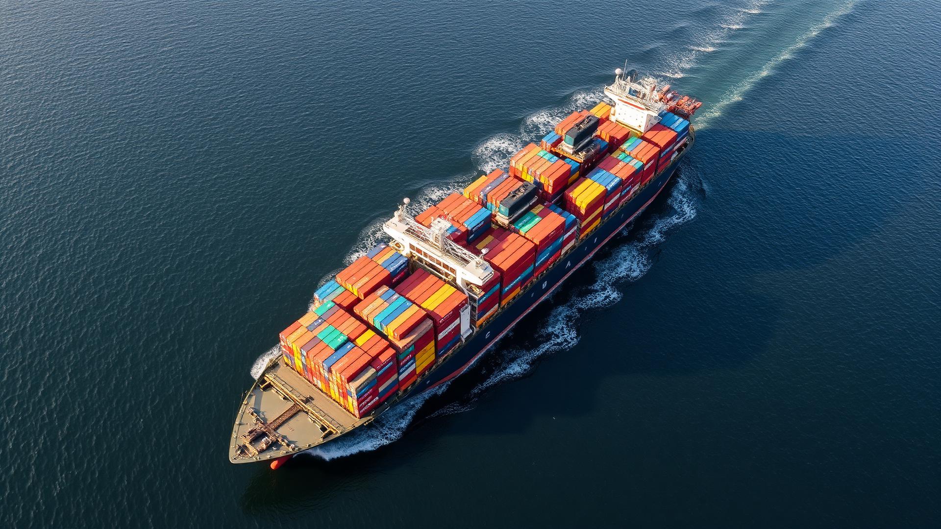 Container ship at sea carrying cargo